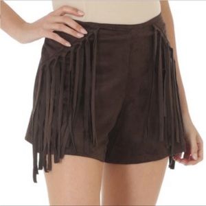 Wrangler Western Faux Suede Fringe Shorts Size Small Brown